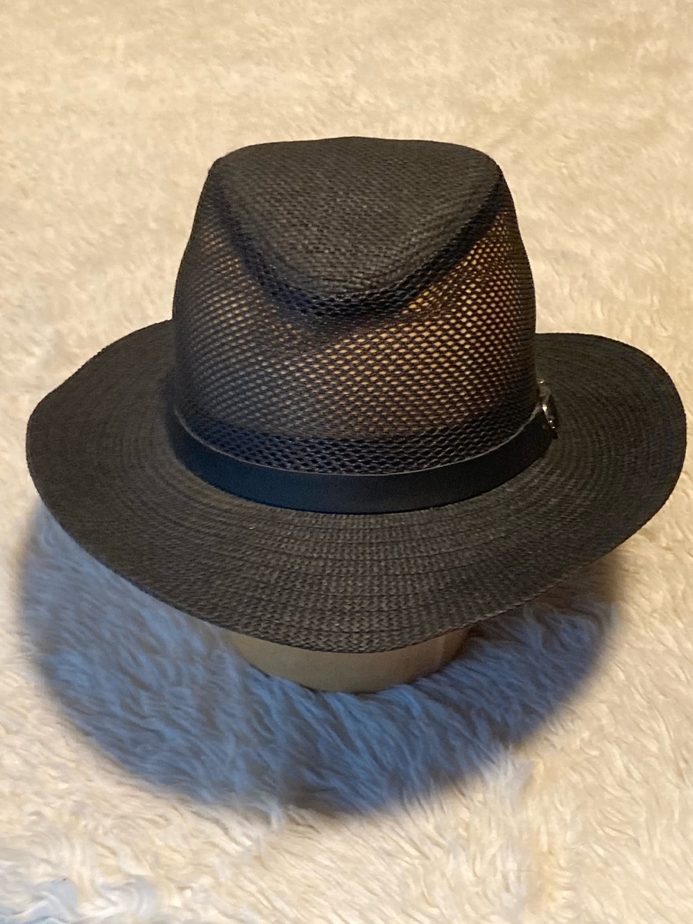 Summer Woven Mesh Ventilated Straw Fedora HAT - Freestyle - Charcoal Black